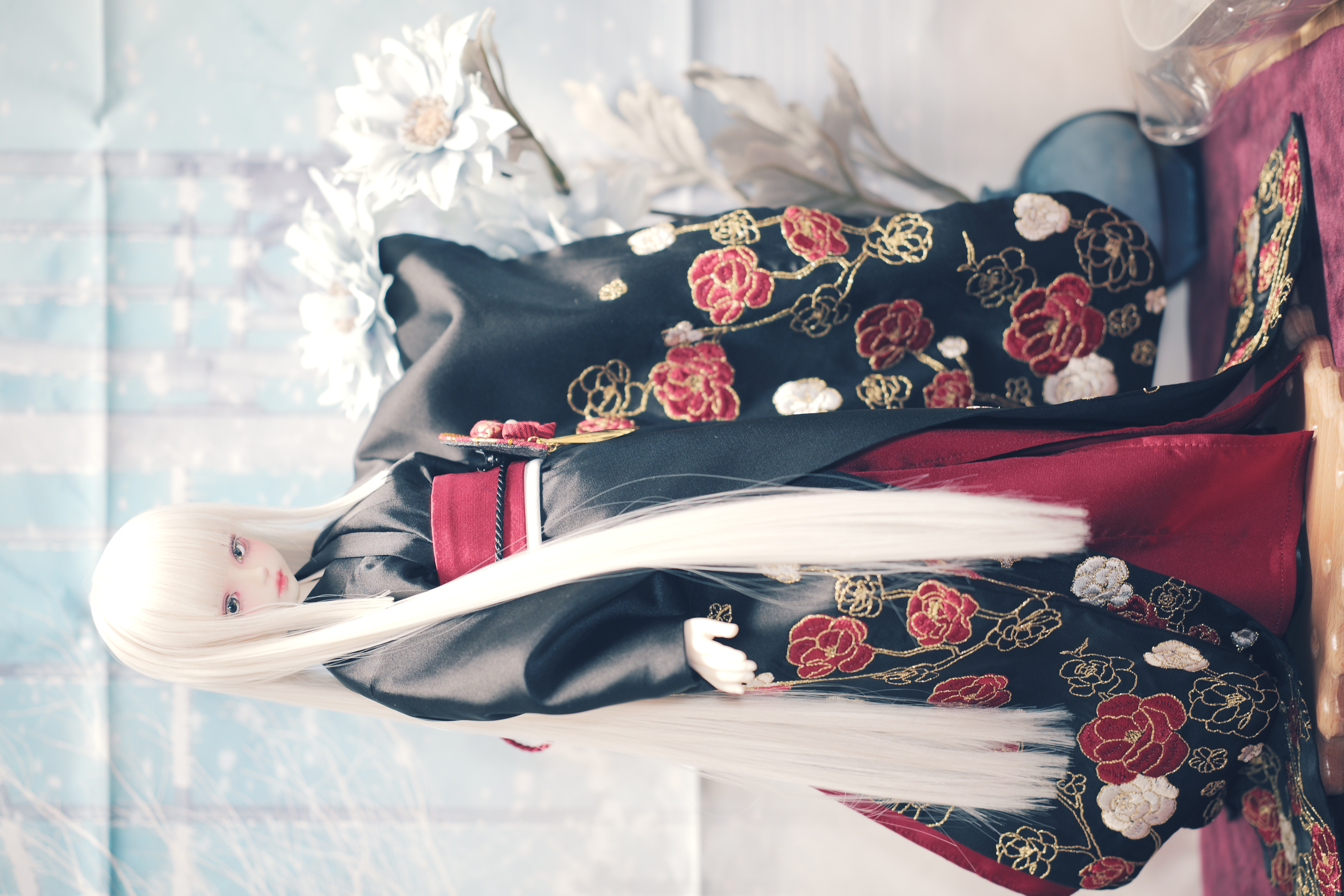 黒振袖 - 総刺繍の黒振袖